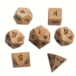 Handcrafted Dice: Bronzewood - 7 Piece Wooden Polyhedral Dice Set + Dice Case
