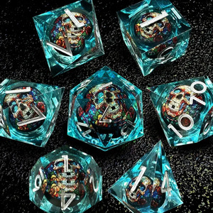 Handcrafted Dice: Dia de los Muertos - Sharp Edge Dice Set & Dice Case