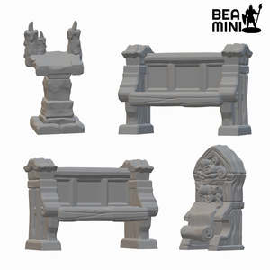 Beamini Rpg Miniatures: Temple Furniture | BeaMini Unpainted RPG Miniatures