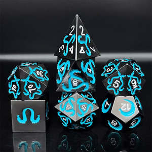 Mystic Leyline - 7 Piece Metal Polyhedral Dice Set & Dice Case