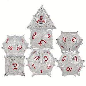 Dice: Palladium Drake - 7 Piece Hollow Metal Polyhedral Dice Set & Dice Case