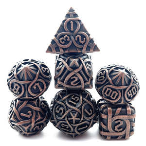 Dice: Copperbound - 7 Piece Metal Polyhedral Dice Set & Dice Case