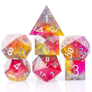 Enchanted Rose - Handcrafted Sharp Edge Dice Set & Dice Case