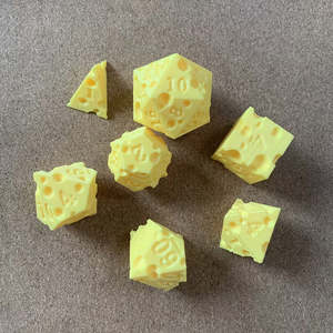 Dice: Mozza-Roller - 3D Printed 7 Piece Polyhedral Dice Set + Dice Bag