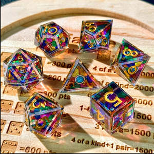 Heavenly Vow - Handcrafted Sharp Edge Dice Set & Dice Case