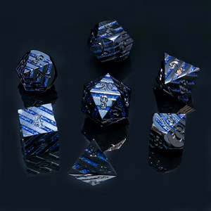 Artemis - 7 Piece Hollow Metal Polyhedral Dice Set & Dice Case