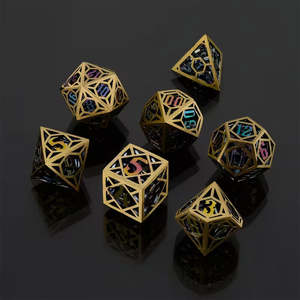 Dice: Tessellating Dreams - 7 Piece Hollow Metal Polyhedral Dice Set & Dice Case