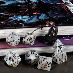 Dice: Snow Blossom - 7 Piece Polyhedral Dice Set + Dice Bag