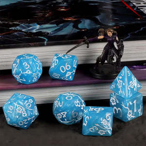 Dice: Ice Blossom - 7 Piece Polyhedral Dice Set + Dice Bag