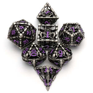 Dice: Yamaraja - 7 Piece Hollow Metal Polyhedral Dice Set & Dice Case