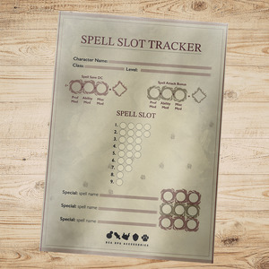 Spell Slot Tracker for Dungeons & Dragons (Fillable & Printable PDF)