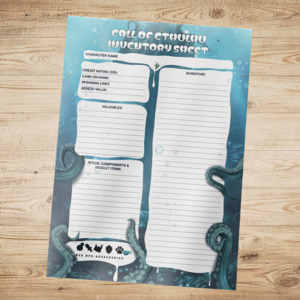Call of Cthulhu Inventory Sheet (Fillable & Printable PDF)