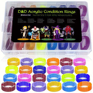 Dungeons And Dragons: Coloured RPG Condition Rings - 24 Conditions & Spells (96 Condition Rings)