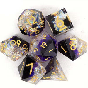 Ascerian - 7 Piece Handcrafted Polyhedral Dice Set & Dice Case