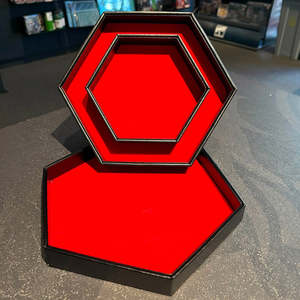 Hexagon Dice Tray and Box - Red