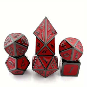 Scarlet Paladin - 7 Piece Metal Polyhedral Dice Set & Dice Case