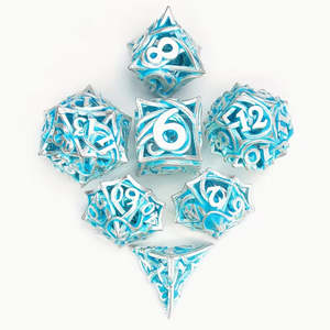 Ultraviolet Crystal - 7 Piece Metal Polyhedral Dice Set & Dice Case