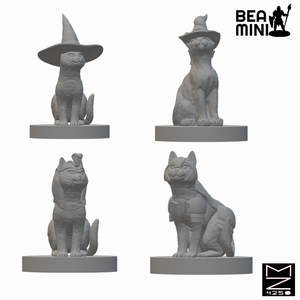 Cat Familiars | BeaMini Unpainted RPG Miniatures