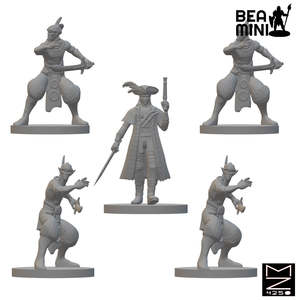 Pirate Captain and Crew | BeaMini Unpainted RPG Miniatures