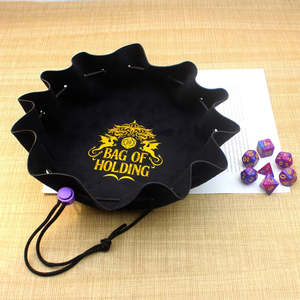 Dice Accessories: Bag of Holding - 2-in-1 Drawstring Dice Bag & Dice Tray
