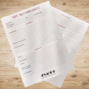 NPC Record Sheet (Fillable & Printable PDF)