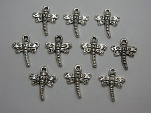 Products: 10 Silver metal dragonflies Beadzone