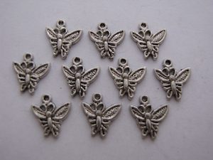 10 Silver metal butterflies Beadzone