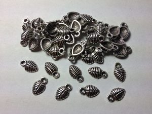 50 Silver metal leaf charms Beadzone