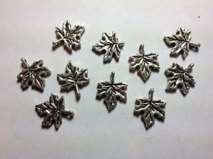 10 Silver metal leaf charms Beadzone