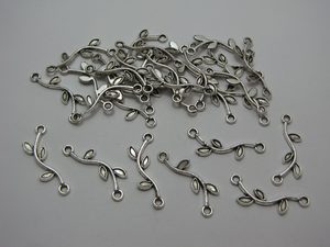 30 Silver metal leaf connectors Beadzone