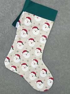 cotton: Christmas Stockings - Santa with Green Top