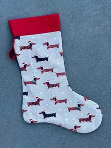 Christmas Stockings: Christmas Stockings - Dachshund with be Red Top