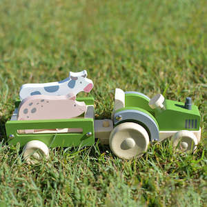 Toy Vehicles: Green Tractor & Trailer