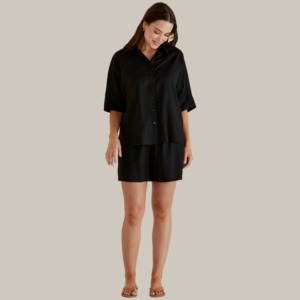 Wear: Lynwood Linen Shirt | Black