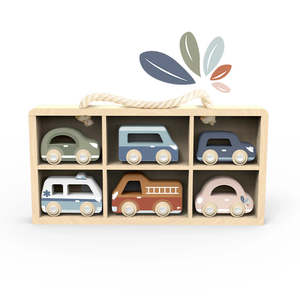 Wooden Toys: Vehicles with Display Case