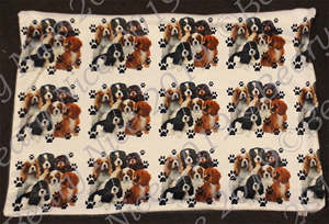 Cavaliers: White Pawprint Cavalier Minky Blanket