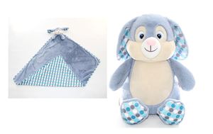 Bundle Deals: Blue Polkadot Cubbie Bunny and Blanket Combo