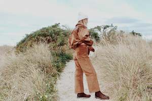 Flower bum flare - warm brown cord.