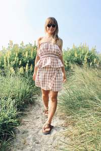 Eco Friendly Hemp Pants The Slow Game: 100% Linen Sylvie set in Beige, currently in store at Guild Dunedin