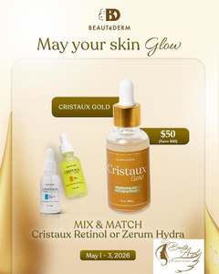 May Promo for Cristaux Gold Elixir Serum 30ml with FREE Cristaux Retinol