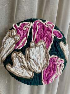 Wall Art: Pink & Cream Tulips II | Giant Embroidery Tapestry | 40cm