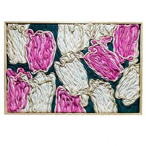 Wall Art: Pink & Cream Tulips | Giant Embroidery Tapestry | 940mm x 640mm