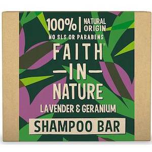 Shampoos: FAITH IN NATURE LAVENDER & GERANIUM SHAMPOO BAR