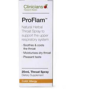 Remedies Reliefs: CLINICIANS PROFLAM THROAT SPRAY 20ML