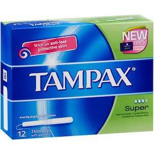 TAMPAX APPLICATOR TAMPONS SUPER 12 PACK