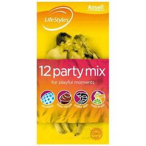 Condoms: ANSELL LIFESTYLES CONDOMS PARTY MIX 12 PACKS