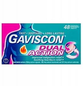 Digestion Nausea: Gaviscon DUAL ACTION Chewable Tablets 48