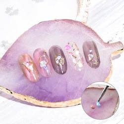 Nail Accessories: Purple Leaf with Gold Trim