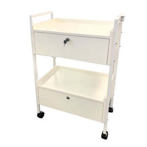 Monthly Specials: Two Tier Trolley - Double Drawer (Cream White)