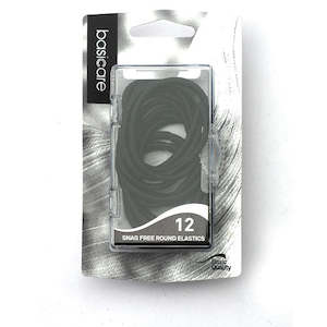 BC - Snag Free Round Elastics, pack of 12,black